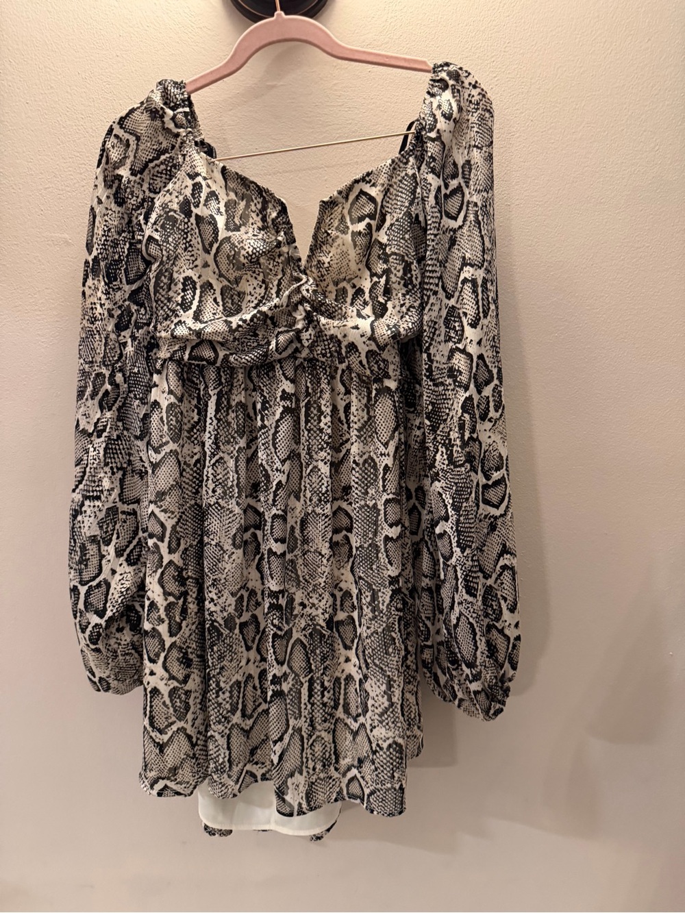 Forever 21 Snake Print Open Back Mini Dress Grey Black XL